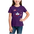 thumbnail image 5 of Amidoa Girls Short Sleeve Independence Day Crewneck Summer Graphic T Shirts Kids Casual Tops Purple Size 2T, 5 of 6
