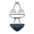 thumbnail image 3 of COEQINE Women's Halter String Bikini Padded Top Removable Pad Allover Print High Cut Bottoms Bikini Set White Fish Dark Blue 2 Piece Cheeky Sexy Beachwear for Summer, M, 3 of 7
