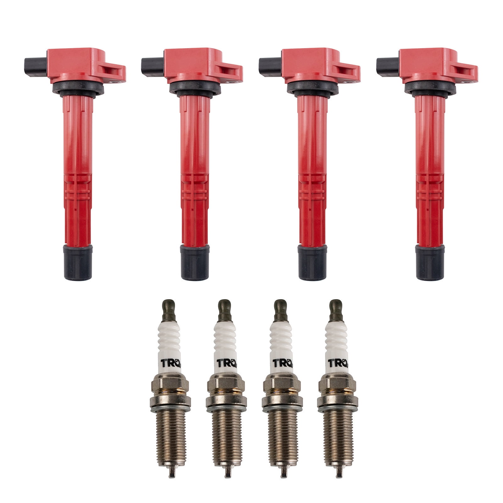 TRQ Ignition Coil and Spark Plug Kit 8 Piece Iridium Spark Plugs Fits 2002-2006 Acura RSX 2003-2007 Honda Accord 2002-2011 Civic 2002-2009 CR-V 2003-2011 Element