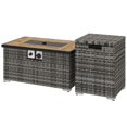 thumbnail image 1 of 32" Outdoor Propane Fire Pit Table with Rattan Frame & Tank Storage | Patio Gas Fire Table, Multi-Color, 40,000 BTU, Waterproof Cover for Living Room & Garden, 1 of 7