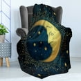 thumbnail image 4 of Celestial Soft Flannel Fleece Throw Blanket, Crescent and Antique Style Rays, Cozy Plush for Indoor and Outdoor Use, 60" x 80", Teal Coffee, by Ambesonne, 4 of 5