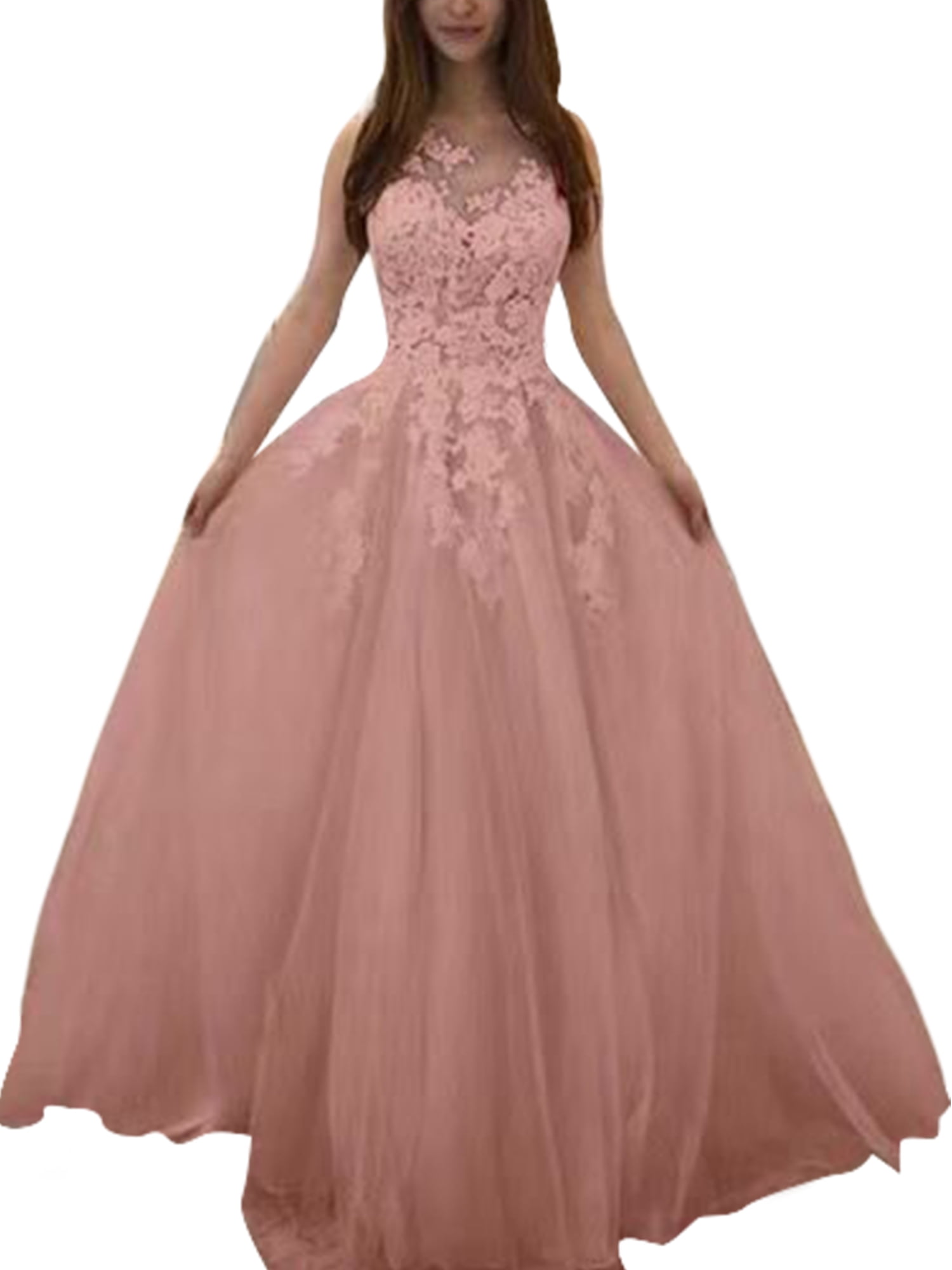 Long Chiffon Lace Evening Formal Party Ball Gown Prom Bridesmaid Dress Size 6-28 