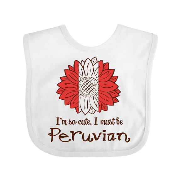 Inktastic I'm So Cute, I Must Be Peruvian Flag Sunflower Boys or Girls Baby Bib