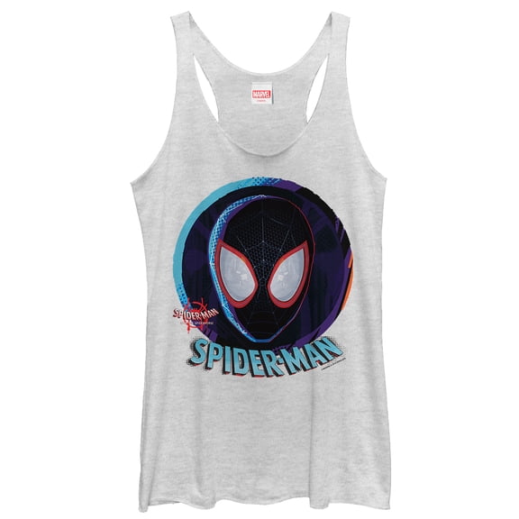 Women's Marvel Spider-Man: Into the Spider-Verse Mask Racerback Tank Top White Heather Large