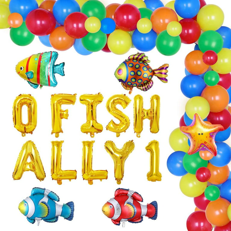 Fishing 1st Birthday Decorations Balloon Garland Arch Kit, O Fish Ally One  Banner, Fish Foil Balloons for Little Fisherman, Gone Fishing Themed First