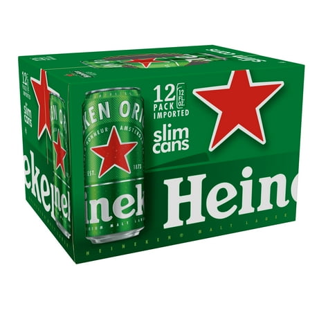 Heineken Original Netherlands Lager Import Beer, 12 pack, 12 fl oz Cans, 5% ABV