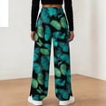 thumbnail image 5 of felwors Women's Floral Print Wide Leg Sweatpants – Soft Lounge Joggers with Drawstring Waist & Pockets, Casual Comfort Fit for Home, Travel & Everyday Wear（Green， S）, 5 of 8