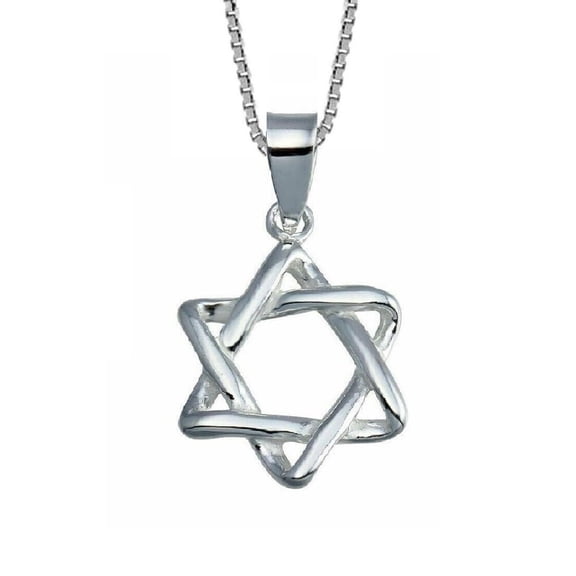 925 Sterling Silver Necklace w/ Star of David 3D (3 Dimensional) Pendant Charm