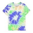 thumbnail image 4 of CYRBOKO Girls Graphic Tees, Tie-dye Casual Short Sleeve Crew Neck Summer T-Shirts Dark Blue Size 9-10 T, 4 of 4