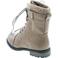 thumbnail image 3 of LInk Mango-31 Kids Round Toe Military Lace Up Knit Ankle Cuff Low Heel Combat Boots, Taupe, 3, 3 of 7