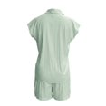 thumbnail image 4 of Arlun Linen Sets for Women 2 Piece Summer Outfits Sleeveless Button up V-Neck Tank Top and Wide Leg Shorts with Pockets Loose Fit Lightweight Breathable Vacation Matching Sets Light Green S, 4 of 5