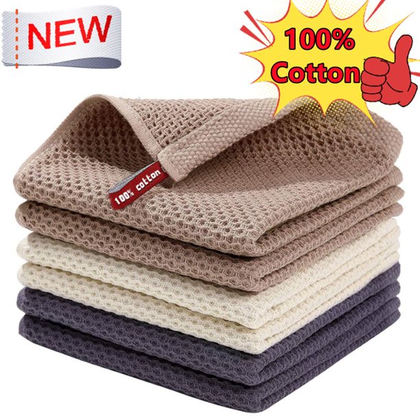 New 100% Cotton Dishcloth Ultra Soft Absorbent Kitchen Towel Household Cleaning Cloth Kitchen Tools Gadgets Wash Cloth Dish RagNavy34x73cm He Qiyong unisex