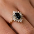 thumbnail image 3 of 2.10Ct Oval Cut Simulated Blue Sapphire Women's Wedding Halo Ring 14k Yellow Gold Plated, 3 of 4