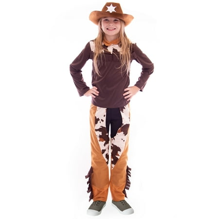 Ride 'em Cowgirl Halloween Costume | Western Outlaw Sheriff Girls Dress Up,