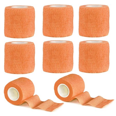 Tattoo Grip Cover Wrap,8PCS Disposable Cohesive Tattoo Grip Cover Elastic Bandage Handle Grip Tube for Tattoo Machine Tattoo Grip Accessories(Phosphor Orange)