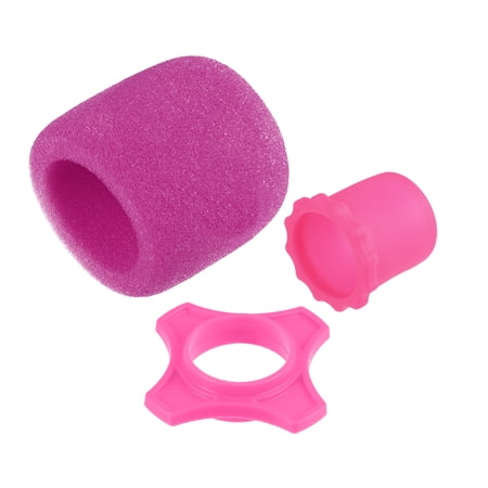 Microphone Cover  Anti Fall Rubber Ring and Mic Bottom Rod Holder Sleeve Red for KTV Mic Device  3 Set