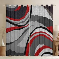 Feelyou Adult Abstract Geometric Curtains Pack of 2 (42x84 Each), Mid Century Minimalism Curtains Blackout, Grey Red Stripes Bedroom Curtains, Black Out Curtains Decor