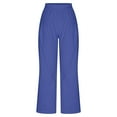 thumbnail image 3 of FAIWAD Women Cotton Linen Pants Wide Leg Straight Palazzo Pant High Waisted Elastic Trousers with Pockets (3X-Large, Blue), 3 of 5