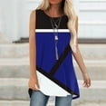 thumbnail image 3 of Tank Tops for Women Splicing Color Summer Casual T Shirt Printed Round Neck Sleeveless Pullover Blouse, 3 of 5