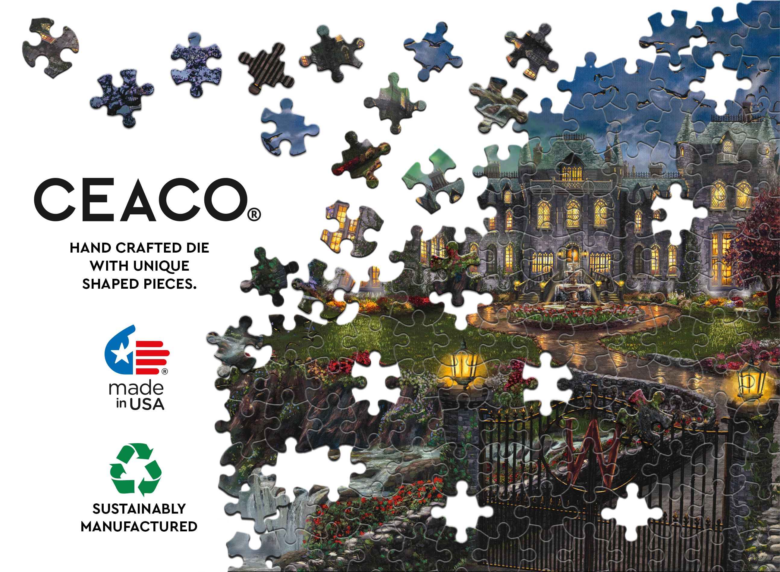 Ceaco Thomas Kinkade Wayne Manor 500 Piece Interlocking Jigsaw Puzzle