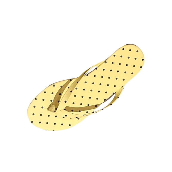 KIJBLAE Women's Polka Dot Soft Rubber Flip Flops, Wide Width Durable Non Slip Comfort Casual Beach Summer Slippers Yellow 40