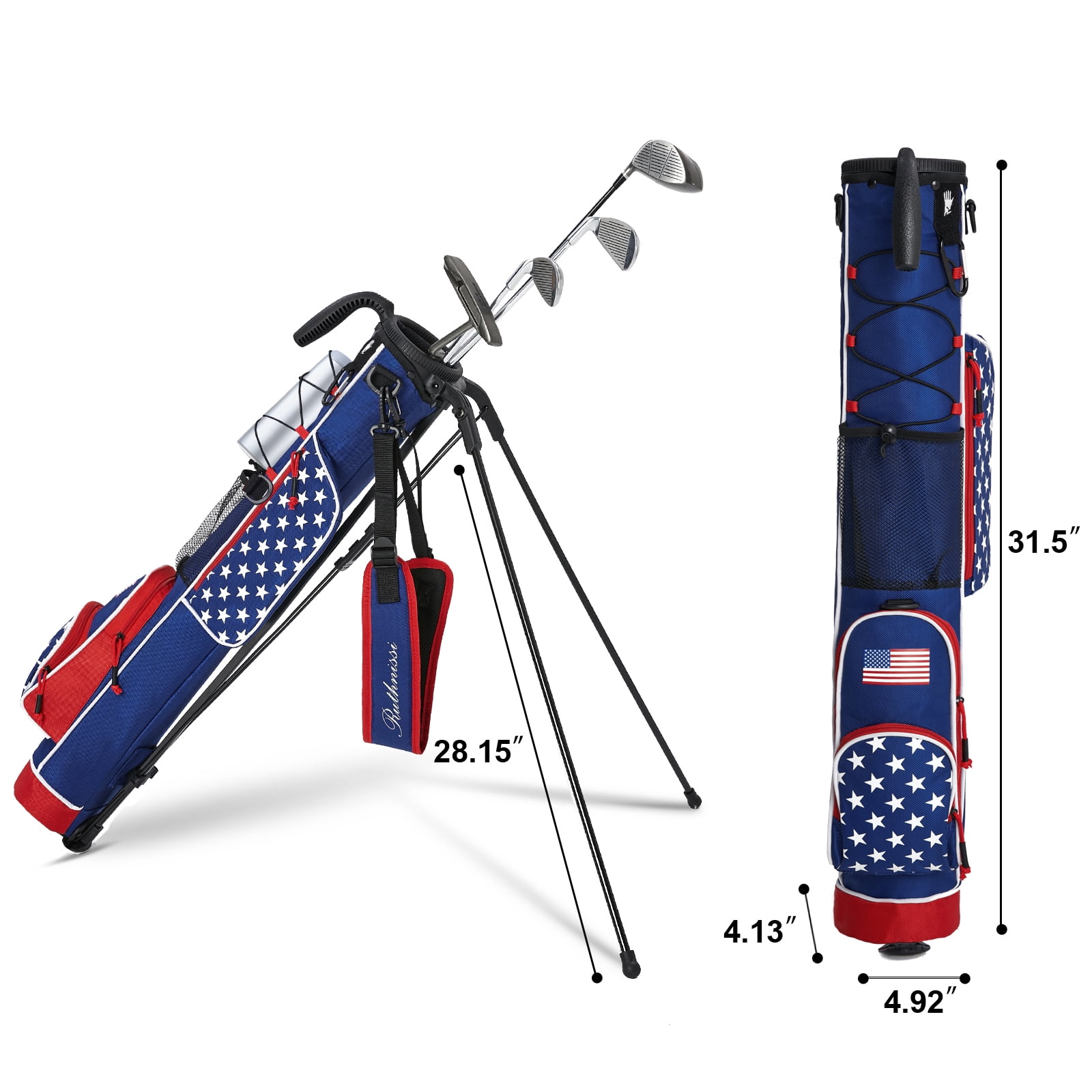 RUTHNISSI Golf Stand Bag, Lightweight Golf Easy Carry Bag with Padded Strap，Durable Pitch n Putt Golf Bag , Practice Ranger Sunday Golf Bag for Men&Women，par 3
