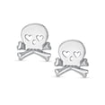 thumbnail image 2 of Bling Jewelry Womens Whimsical Heart Eyes Pirate Skull & Crossbones Stud Earrings Sterling Silver, 2 of 5