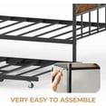 thumbnail image 6 of Daybed with Trundle, Metal Twin Size Day Bed with Stylish Headboard, Sofa BedFrame with Pop Up Foldable Trundle Bed, Heavy Duty Steel Slats Platform for Living Room, Bedroom and Guest Room, Brown, 6 of 7