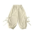 thumbnail image 2 of asjyhkr Toddler Kids Girls Elastic Waist Bows Side Jogger Sweatpants 4-15 Years Loose Casual Solid Color Workout Playing Outdoor Pants,Size 90-140, 2 of 5