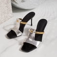 thumbnail image 5 of Gpaecead Women Stiletto Heel Mules Square Toe Metallic Backless Cushioned Plus Size Spring Summer Height Elegant Shoes,Silver, 5 of 8