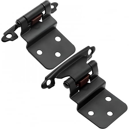TALENO 2Pc 3/8 in Inset Kitchen Cabinet Hinges Semi-Concealed Hinge Self Closing Metal Hinges Hardware for Furniture Door Window Black