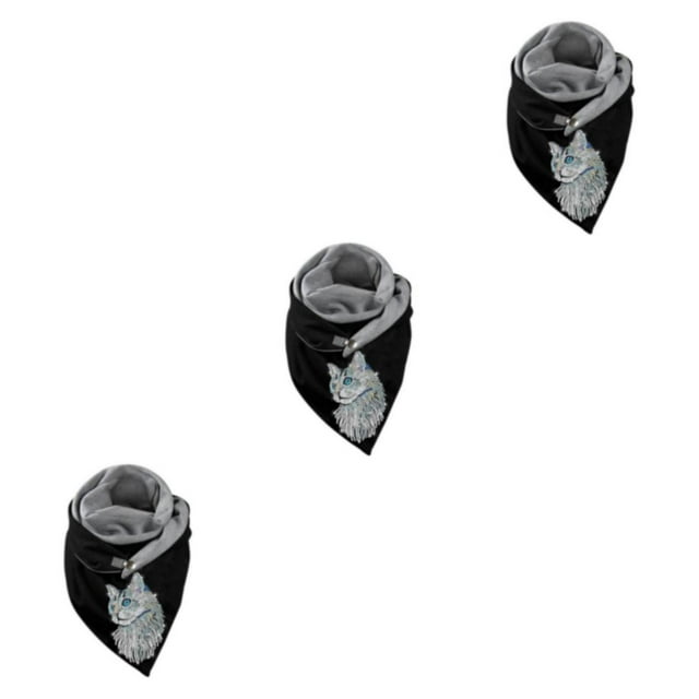 Guardoinrt Foulards Foulard Style Rétro Décontracté Enveloppe de Tête Chaude Coton Foulard Chat 175CM 3Set