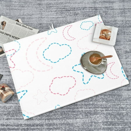 

PUREYAH Dish Mat Drying Kitchen Mat Microfiber Cloudy Star Line Graffiti Quick Absorbent Sink Drying Mat for Kitchen Counter 18x24 Inch