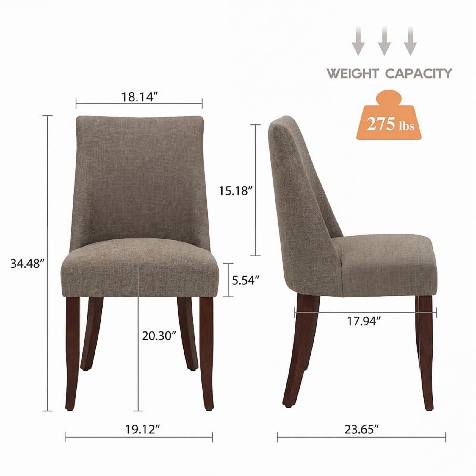 COLAMY Upholstered Dining Chairs Set of 2, Mid Century Modern Fabric Kitchen Chairs with 19.88" Seat Height and Wood Legs, Comfy Side Chairs, Brown