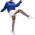 thumbnail image 4 of CHUNTIAN Sox Womens Striped Thigh High Socks Novelty Colorful Over The Knee High Socks Girls Long Stockings Costume Cotton, 4 of 8