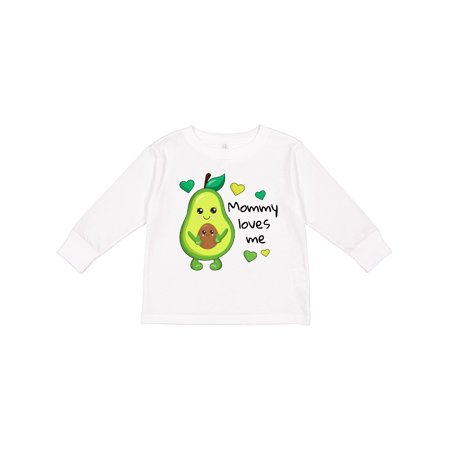 

Inktastic Mommy Loves Me with Avocado Baby and Green Hearts Gift Toddler Boy or Toddler Girl Long Sleeve T-Shirt