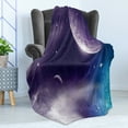 thumbnail image 4 of Space Soft Flannel Fleece Throw Blanket, Universe with Planet and Crescent Moon on Starry Night Sky Science Fiction Design, Cozy Plush for Indoor and Outdoor Use, 50" x 70", Blue Purple, by Ambesonne, 4 of 5