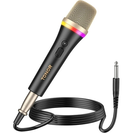 TONOR RGB Dynamic Karaoke Microphone for Singing with 5M XLR Cable, XLR Handheld Wired Microfono, Compatible with Karaoke Machine/Speaker/Amp/Mixer for Karaoke Singing, Speech, and Outdoor Activity
