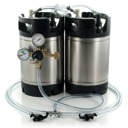1. 75 Gallon Ball Lock Keg System w/Picnic Faucets, Dual Gauge Regulator, 2 New AIH Kegs