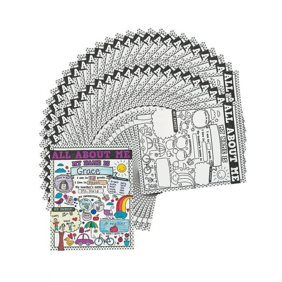 Fun Express Color Your Own All About Me Doodle Posters Bulk 150 Pc