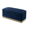 thumbnail image 4 of Nicole Miller Janice Velvet Bench Intricate Woven Pattern Gold Stainless Steel Base, Navy/Gold, 4 of 10