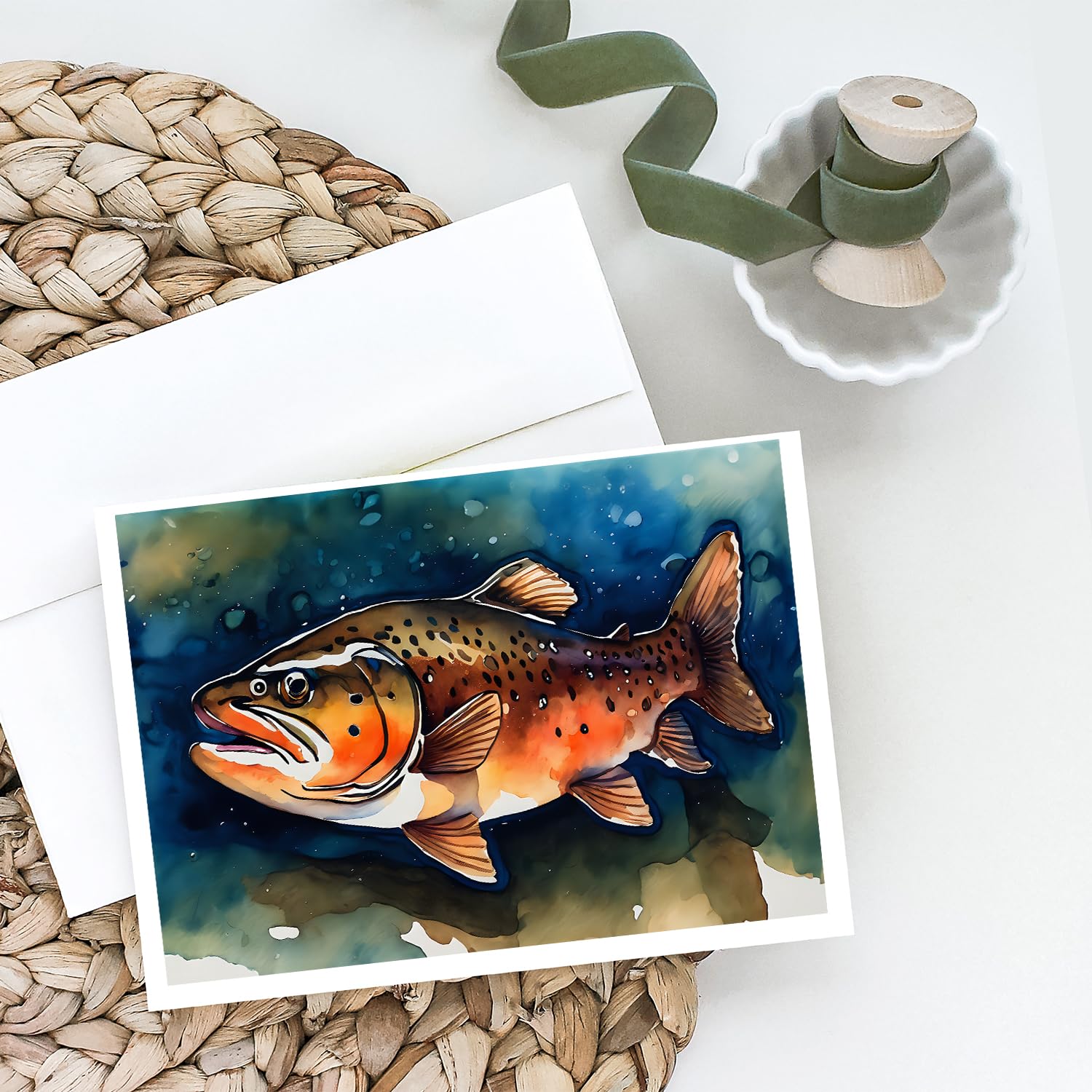 Brown Trout Greeting Cards Pack of 8 7 in x 5 in