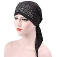 thumbnail image 3 of Scarf Pre Tied Chemo Hat Beanie Sleep Turban Headwear for Cancer/ Black, 3 of 8