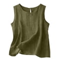 thumbnail image 2 of Cotton Linen Tank Tops for Women 2026 Summer Casual Comfy Sleeveless Linen Shirts Loose Lightweight Gauze Cami Army Green XL, 2 of 6