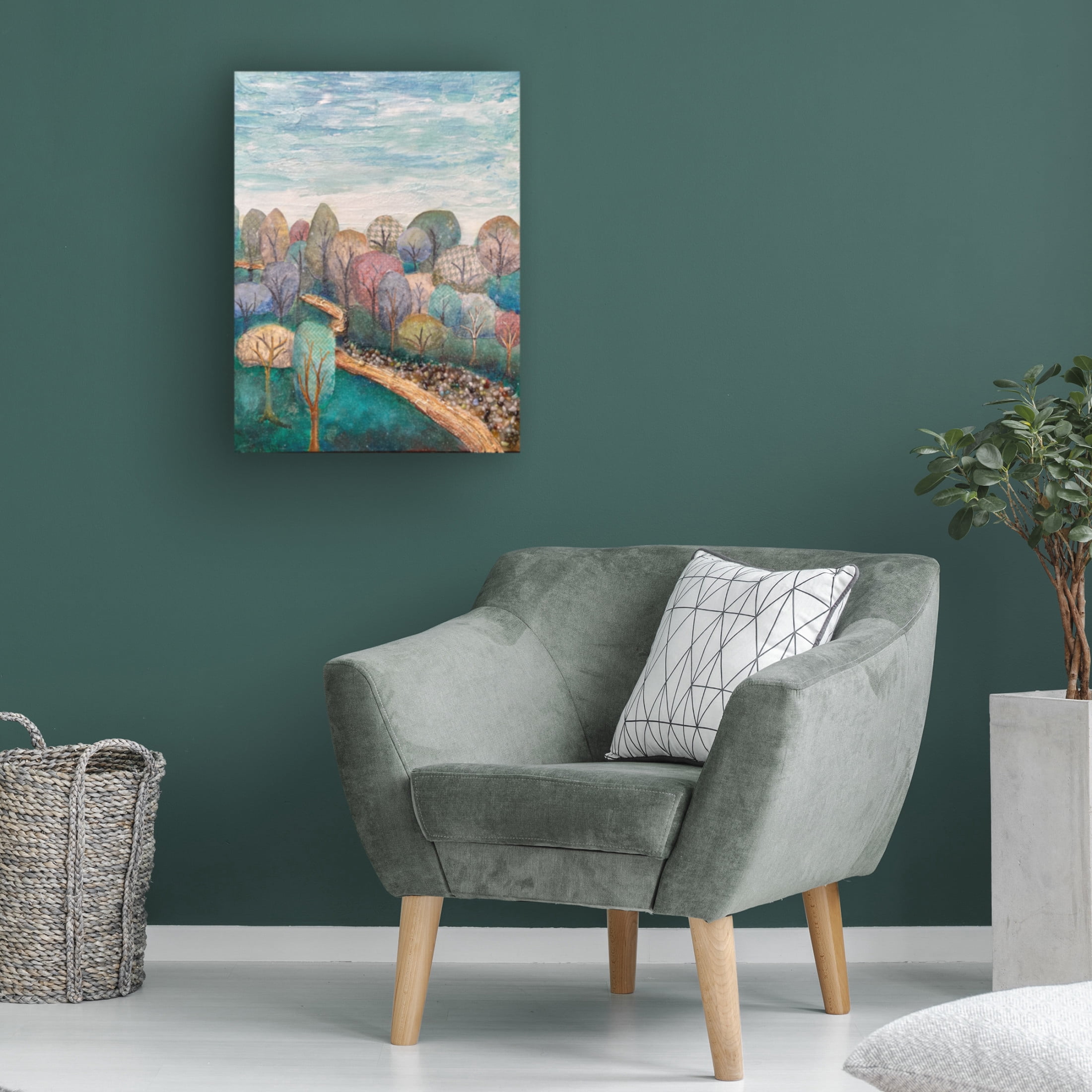 Canvas Wall Art - Christine Rotolo 'Mixed Media Path Through The Trees' Wall Art for Living Room, Bedroom, or Office Décor by Trademark Fine Art - 24 x 32 Inches
