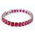 thumbnail image 2 of Ruby emerald cut tennis bracelet Ruby birthstone bracelet everyday gemstone jewellery best friend Gift for her,silver bracelet, 2 of 3