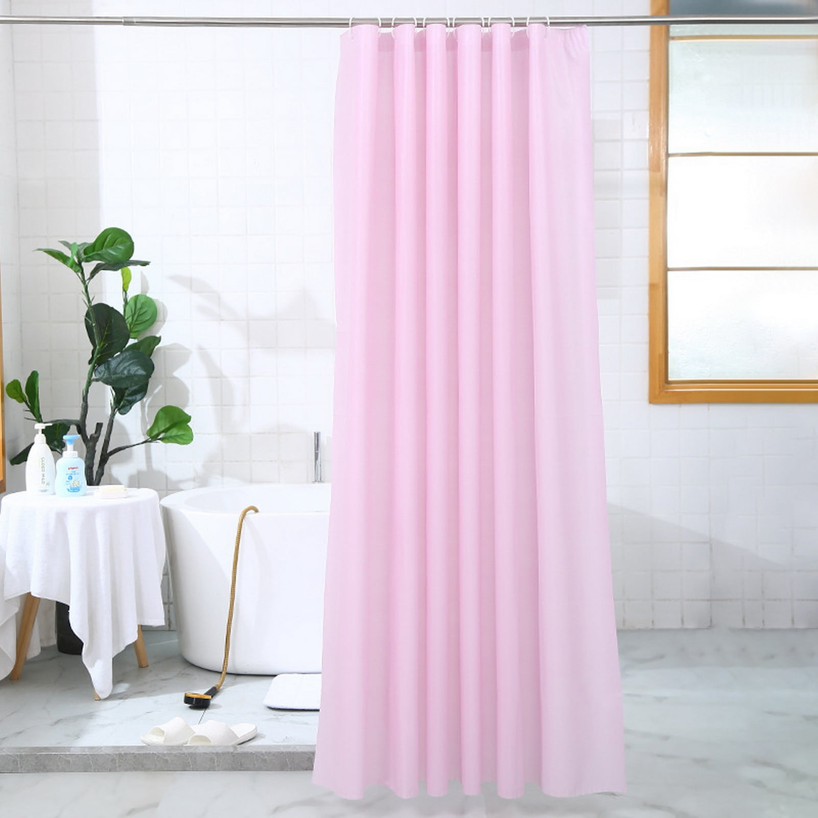 Washranp Solid Color Shower Curtain,Tear-resistant No Fading Snap
