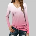 thumbnail image 7 of ClodeEU Womens Lightweight V Neck Long Sleeve T-Shirt ,Soft Casual Slim Fit Tops A-Hot Pink,Womens Plus XL, 7 of 7