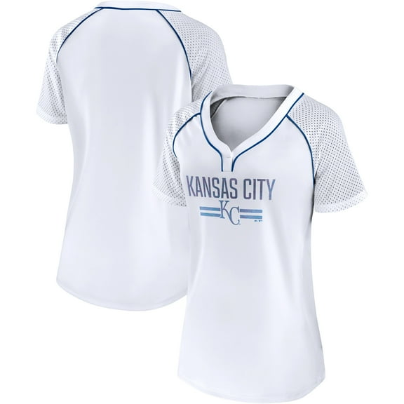 Women's Fanatics White Kansas City Royals Play Calling Raglan V-Neck T-Shirt