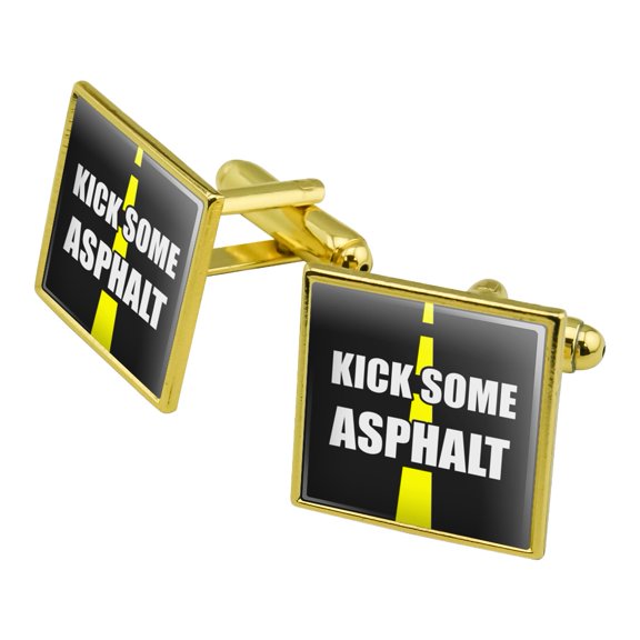 Kick Some Asphalt Running Runners Square Cufflink Set - Silver or Gold